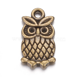 Metal Alloy Pendants Rhinestone Settings, Lead Free and Cadmium Free, for Halloween, Owl, Antique Bronze, 20x10x2mm, Hole: 2mm(PALLOY-A14926-AB)
