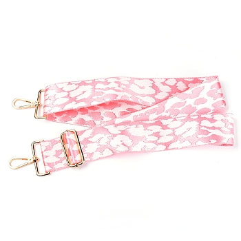 Polyester Adjustable Leopard Pattern Bag Strap, with Zinc Alloy Clasps, for Bag Replacement Accessories, Pink, 73~127.5x5x0.15cm