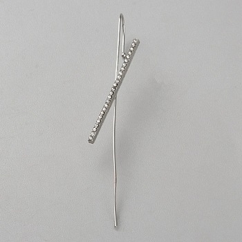 Platinum Brass Ear Wrap Crawler Hook Earrings for Women, Rectangle, 74x17mm