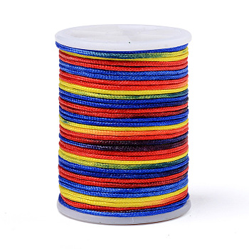 Segment Dyed Polyester Thread, Braided Cord, Colorful, 1mm, about 7.65 yards(7m)/roll