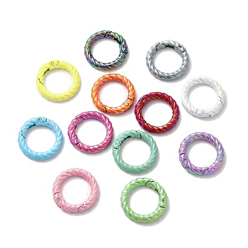 Spray Painted Alloy Spring Gate Ring, Twist Rings, Mixed Color, 28x5mm