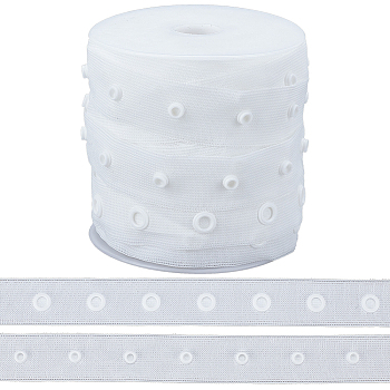 10 Yards 2-Row Plastic Snap Button Tape, Sewing Fastener Polyester Tape, White, 20mm
