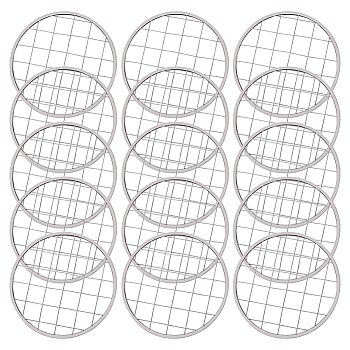 15Pcs Galvanized Iron Mason Jar Flower Frog Lid, Insert Grid Organizer for Canning Jars, Flat Round, Platinum, 84x2mm