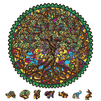 DIY Wooden Assembly Jigsaw Puzzles Toys Kits for Boys and Girls, Children Intelligence Toys, Tree of Life, 19x19cm