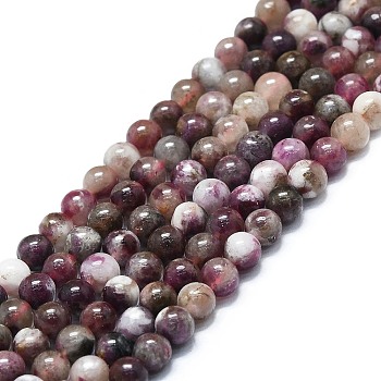 Natural Plum Blossom Tourmaline Beads Strands, Round, 4.5~5mm, Hole: 0.8mm, about 78pcs/strand, 15.55''(39.5cm)