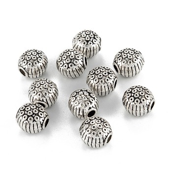 Tibetan Style Alloy Beads, Round, Antique Silver, 9.5x9mm, Hole: 2.6mm
