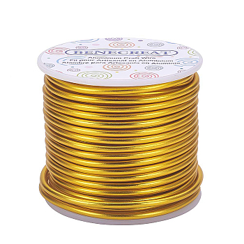 Round Aluminum Wire, Champagne Yellow, 9 Gauge, 3mm, about 55.77 Feet(17m)/roll