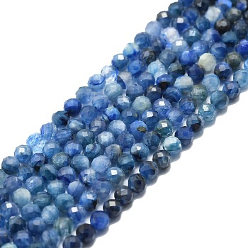 Natural Kyanite Beads Strands, Faceted, Round, 4mm, Hole: 0.8mm, about 98pcs/strand, 15.16~15.55 inch(38.5~39.5cm)