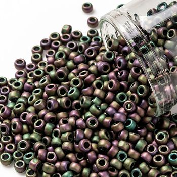 TOHO Round Seed Beads, Japanese Seed Beads, (709) Matte Color Iris Violet, 8/0, 3mm, Hole: 1mm, about 222pcs/bottle, 10g/bottle