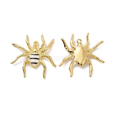 Light Gold White Spider Alloy+Enamel Pendants