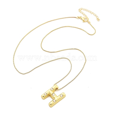 Colliers à chaîne en forme de boîte avec pendentif en forme de lettre en laiton et en plastique pour femmes(NJEW-U017-01G-08)-3