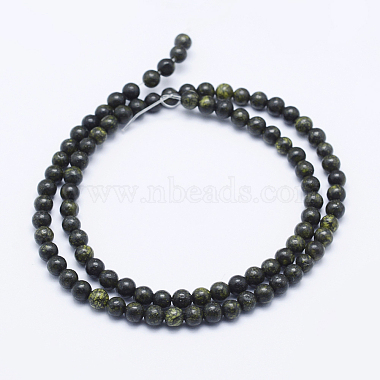 Perles en pierre de serpentine naturelle / dentelle verte(G-P345-01-4mm)-2