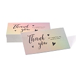 Laser Thank You Card, for Decorations, Rectangle, Colorful, Word, 90x50x0.3mm, 50pcs/bag(X-DIY-A006-A01)