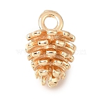 Brass Charms, Pine Cone Charms, Golden, 12.5x8mm, Hole: 1.9mm(KK-CBA2395-10G)