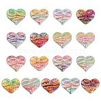 13Pcs 13 Colors Electroplate Resin Beads, Heart, Mixed Color, 14x16.5x5.5mm, Hole: 2mm, 1pc/color(RESI-CJ0004-69)