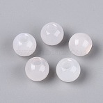 Natural White Agate European Beads, Smooth Round, Large Hole Beads, 13.5~14x12~13mm, Hole: 5mm(G-Q602-09B-01)