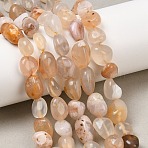 Natural Cherry Blossom Agate Beads Strands, Nuggets, Tumbled Stone, 8.5~17x7~11x5~9mm, Hole: 0.8~0.9mm, about 33~35pcs/strand, 15.24''~15.98''(38.7~40.6cm)(G-Z107-A01)