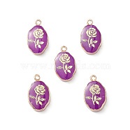 Natural Quartz Dyed Pendants, Oval Charms with Golden Brass Edge, 22x13x3~5.5mm, Hole: 1.8mm(G-K333-01A)