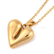 304 Stainless Steel Heart Pendant Necklaces for Women, Golden, 18.11 inch(46cm)(EJEW-Z044-01G)