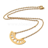 201 Stainless Steel Moon Phase Pendant Necklace with Cable Chains, Golden, 16.61 inch(42.2cm)(NJEW-Q317-33G)