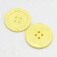 Resin Buttons, Dyed, Flat Round, Yellow, 15x2.5mm, Hole: 2mm, 395pcs/bag(RESI-D030-15mm-07)