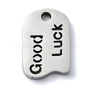 Non-Tarnish 304 Stainless Steel Charms, Laser Cut, Irregular Oval with Good Luck Charm, Stainless Steel Color, 14.5x9.5x1.5mm, Hole: 1.5mm(X-STAS-C097-41P)