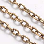 Iron Textured Cable Chains, Unwelded, with Spool, Oval, Antique Bronze Color, 5x3.5x1mm, about 32.8 Feet(10m)/roll(X-CH-S065-AB-FF)