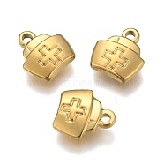 304 Stainless Steel Charms, Nurse Cap, Golden, 13x12x3mm, Hole: 2mm(STAS-I117-03G)