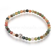 Natural Indian Agate Stretch Bracelets, with Alloy Buddha Beads, 2-1/8 inch(5.4cm)(BJEW-JB03939-11)