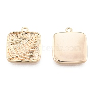 Brass Pendants, Cadmium Free & Nickel Free & Lead Free, Square with Wheat, Real 18K Gold Plated, 16x14x2mm, Hole: 1.2mm(KK-L207-009G)