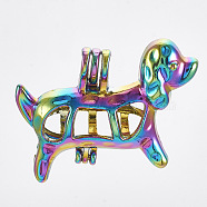 Plated Alloy Puppy Locket Pendants, Hollow Dog Cage Pendants, Colorful, 25.5x35.5x11.5mm, Hole: 4x4.5mm, Inner Measure: 9x20.5mm(X-PALLOY-S119-032)