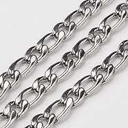 304 Stainless Steel Mother-Son Chains, Unwelded, Decorative Chain, Stainless Steel Color, 11x4.5x1.2mm(CHS-K001-84)