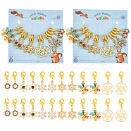 Christmas Theme Snowflake Stitch Markers, Alloy Enamel Crochet Lobster Clasp Charms, Locking Stitch Marker with Wine Glass Charm Ring, Mixed Color, 3.2~4.2cm, 6 style, 2pcs/style, 12pcs/set(HJEW-AB00184)