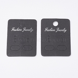 Paper Display Cards, Used For Earrings, Rectangle, Black, 4.5x3.2x0.03cm, Hole: 0.6cm(CDIS-S025-26)