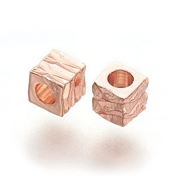 Environment Brass Beads, Electophoresis, Long-Lasting Plated, Lead Free & Cadmium Free, Cube, Rose Gold, 2.5x2.5x2.5mm, Hole: 1.4mm(KK-F780-01RG-RS)