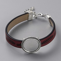 PU Leather with Alloy Base Buckle for Bracelet Making, Indian Red, 200mm, 55mm extender(DIY-TAC0020-41A-01)