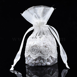 Acrylic Fibres Drawstring Gift Bags, for Jewelry & Baby Showers Packaging Wedding Favor Bag, Creamy White, 14~15x10~11x0.3cm(OP-Q053-003)