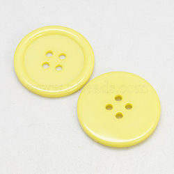 Resin Buttons, Dyed, Flat Round, Yellow, 15x2.5mm, Hole: 2mm, 395pcs/bag(RESI-D030-15mm-07)