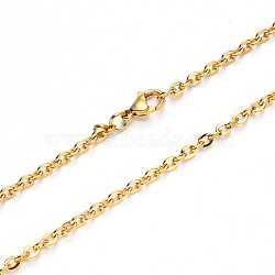 Vacuum Plating 304 Stainless Steel Cable Chain Necklace, with Lobster Claw Clasp, Golden, 19.68 inch(50cm), Link: 4x3x0.8mm(NJEW-S420-004G)