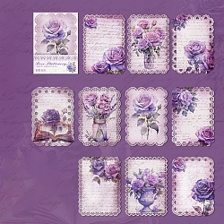 10 Sheets Rose Flower Scrapbook Paper Pads, for DIY Album Scrapbook, Background Paper, Diary Decoration, Orchid, 140x100mm(PW-WG84623-04)