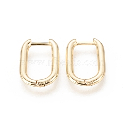 Brass Huggie Hoop Earrings, Long-Lasting Plated, Oval, Real 18K Gold Plated, 17.5x13x2mm, Pin: 1mm(EJEW-F245-04G-A)