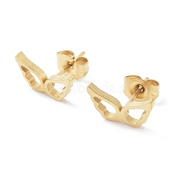 304 Stainless Steel Stud Earrings, Hollow Wings, Golden, 6.5x12mm(EJEW-H136-03G)