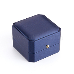 PU Leather Necklace Gift Boxes, with Golden Plated Iron Button and Velvet Inside, for Wedding, Jewelry Storage Case, Blue, 7.1x7.1x4.9cm(X-LBOX-L005-D01)