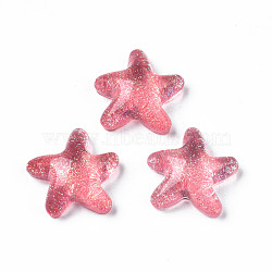 Translucent Acrylic Cabochons, with Glitter Powder, Starfish, Light Coral, 20.5x21x7.5mm(TACR-N006-06E)