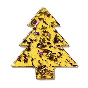 Christmas Theme Double-sided Printed Acrylic Pendants, for Christmas Tree Charm, Gold, 49x42x2mm, Hole: 1.6mm