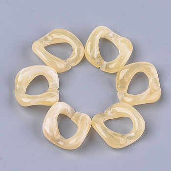 Acrylic Linking Rings, Quick Link Connectors, For Curb Chains Making, Imitation Gemstone Style, Twist, Wheat, 26.5x27.5x8mm, Hole: 17.5x11.5mm, about: 164pcs/484g