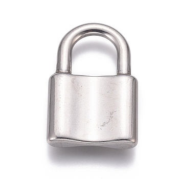 Tarnish Resistant 304 Stainless Steel Pendants, Padlock, Stainless Steel Color, 31x20x4mm, Hole: 10x11mm