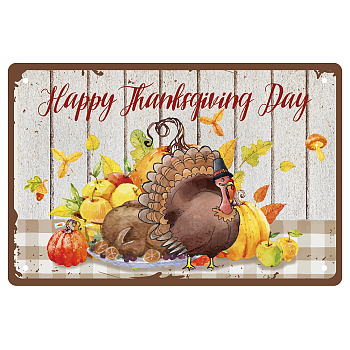 Metal Iron Sign Poster, for Home Wall Decoration, Rectangle, Thanksgiving Day Themed Pattern, 300x200x0.5mm