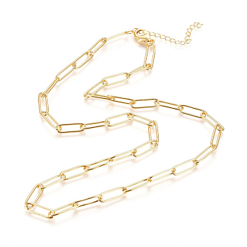 Unisex Brass Cable Chains Necklaces, Soldered Paperclip Chains, with Lobster Claw Clasps, Long-Lasting Plated, Golden, 18.3 inch(46.5cm)
