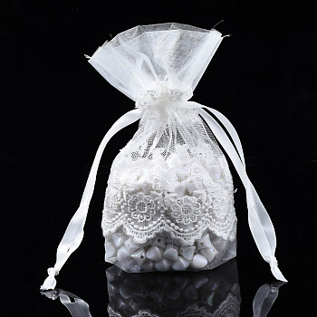 Acrylic Fibres Drawstring Gift Bags, for Jewelry & Baby Showers Packaging Wedding Favor Bag, Creamy White, 14~15x10~11x0.3cm